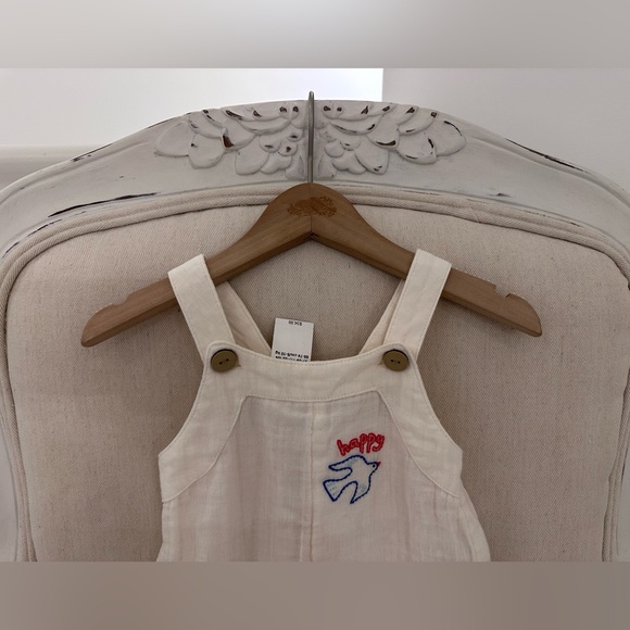 🤍 6~12 Mth Muslin Cotton Baby Romper with Embroidered Accents NWT - Picture 5 of 9